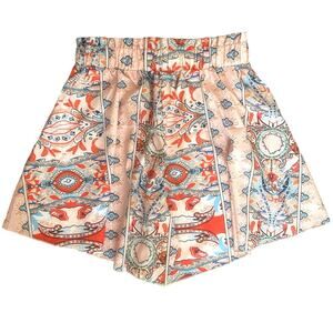 Retro Drop Waist Boho Chic Wide Leg Culottes Colorful Festival Shorts S 4 NWOT